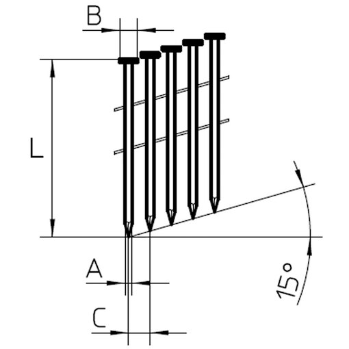 Coilnägel B-VIII 2,5x50 mm blank